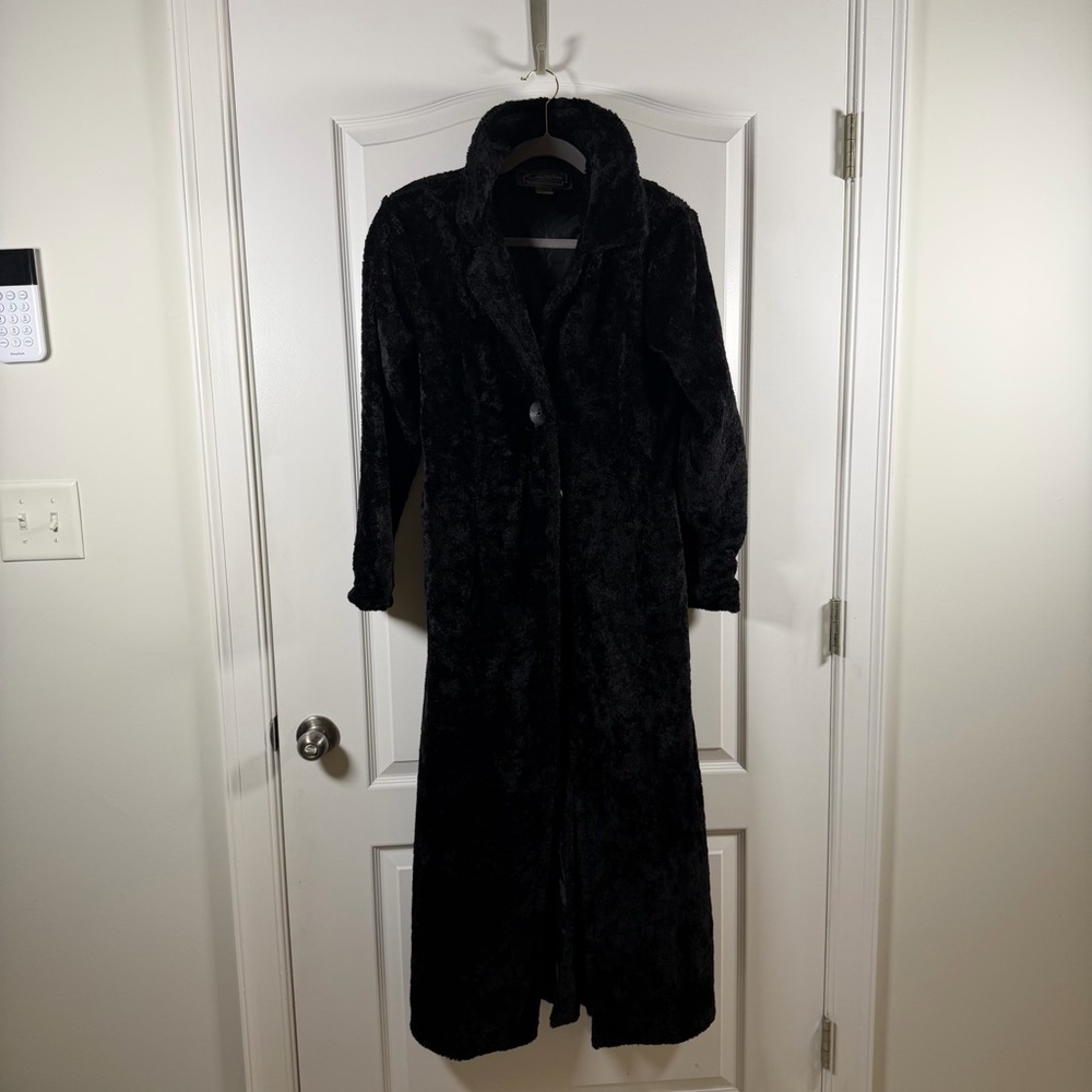 Frankly My Dear Elegant Black Faux Fur Trench, Small